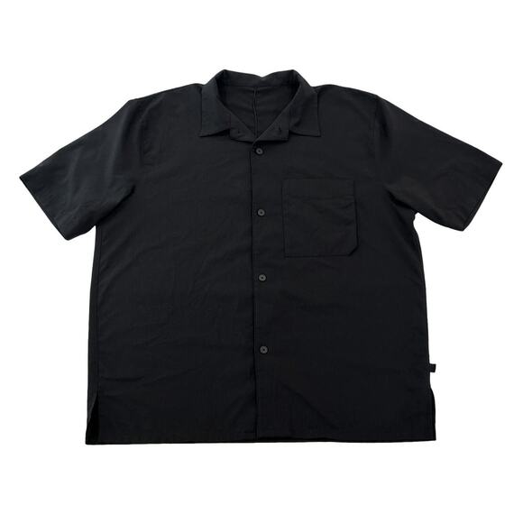 Lululemon Black Short Sleeve Button Shirt Mens XL Airing Easy Mesh Performance - Picture 1 of 4